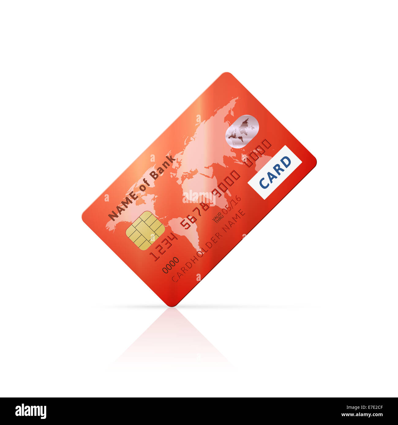 Detailed glossy red credit card icon Stock Photo