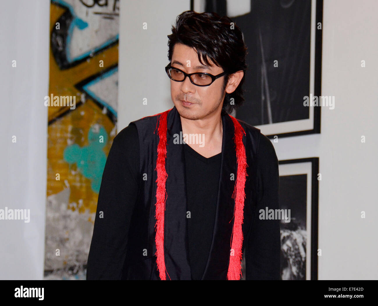 Masatoshi Nagase attends the opening ceremony of his photographic exhibition in Taipei, Taiwan, China on 13th September, 2014. Stock Photo
