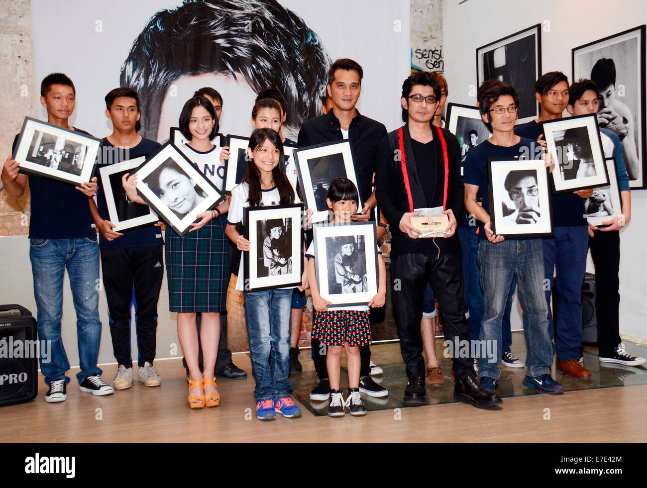 Masatoshi Nagase attends the opening ceremony of his photographic exhibition in Taipei, Taiwan, China on 13th September, 2014. Stock Photo