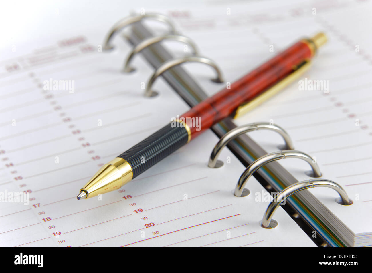 blank business schedule with pen ready for dates Stock Photo
