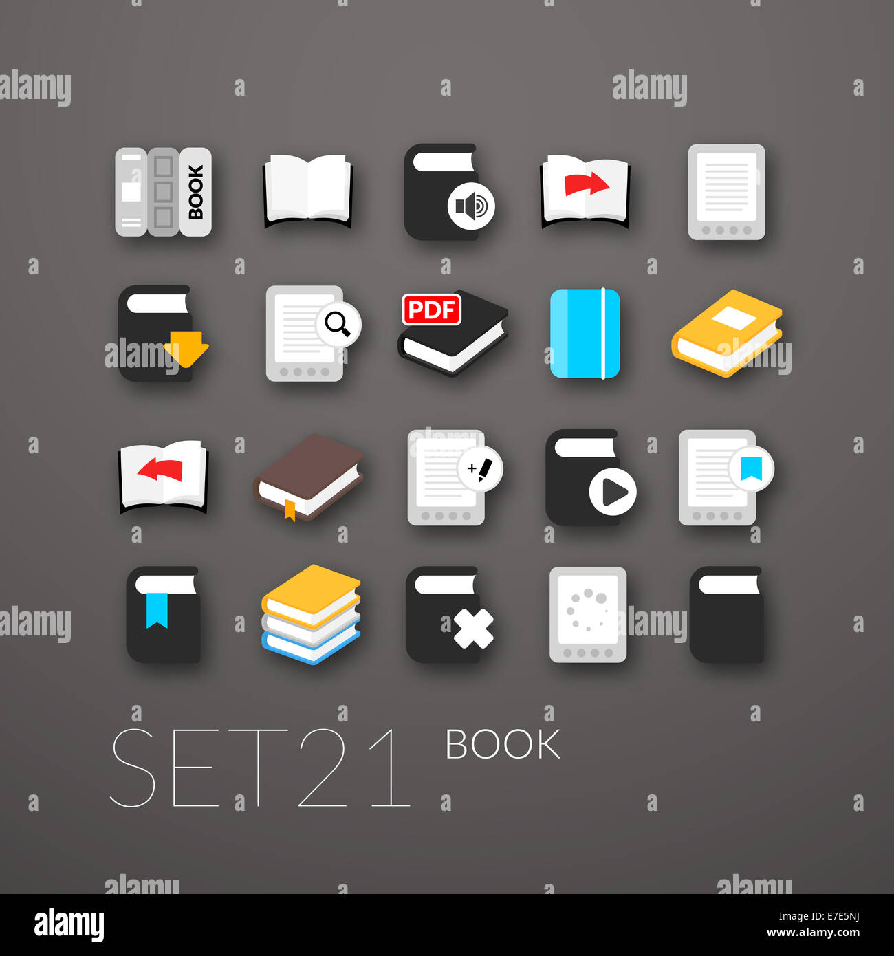 Set textbook education icons hi-res stock photography and images - Alamy