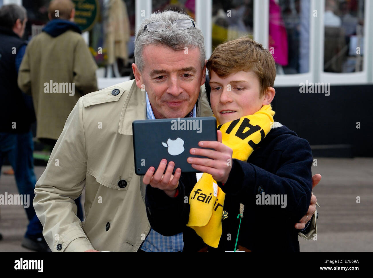 The Cheltenham Festival held at Cheltenham Racecourse - Day 3  Featuring: Michael O'Leary,Finley Marsh Where: Cheltenham, United Kingdom When: 13 Mar 2014 Stock Photo