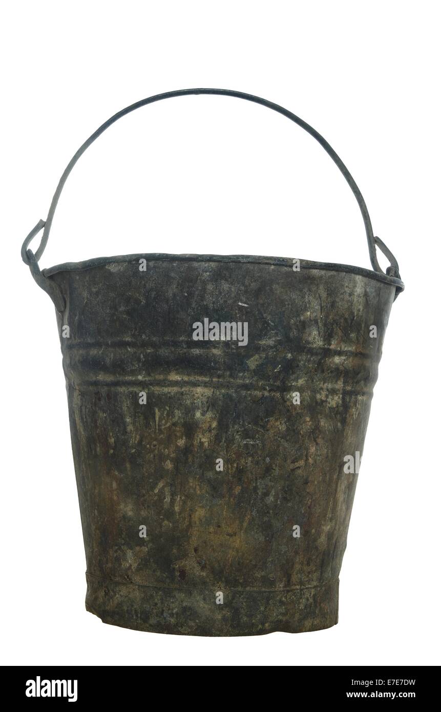 old metal pail on white background Stock Photo Alamy
