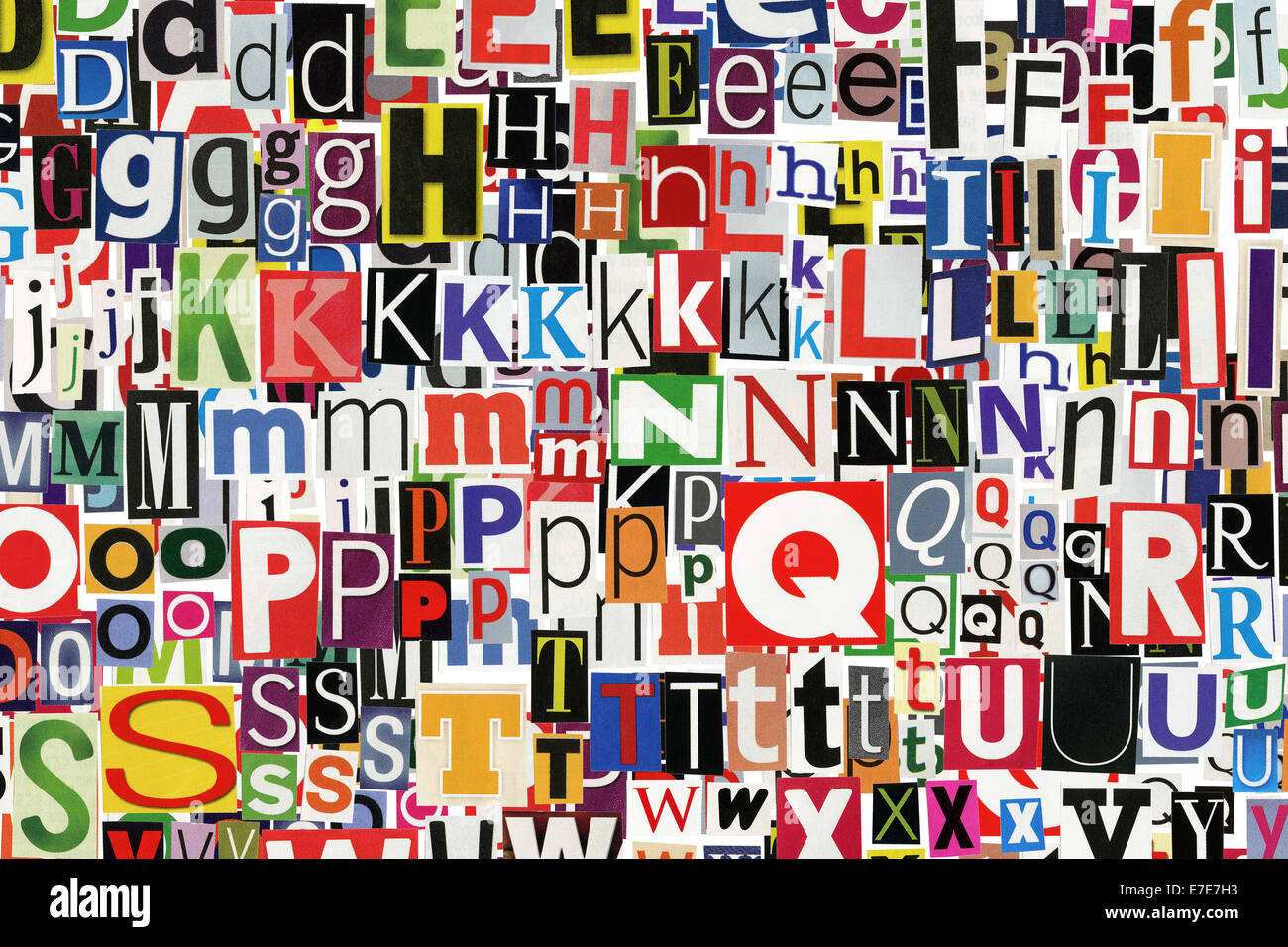 newspaper print cuttings alphabet hi res stock photography and images alamy