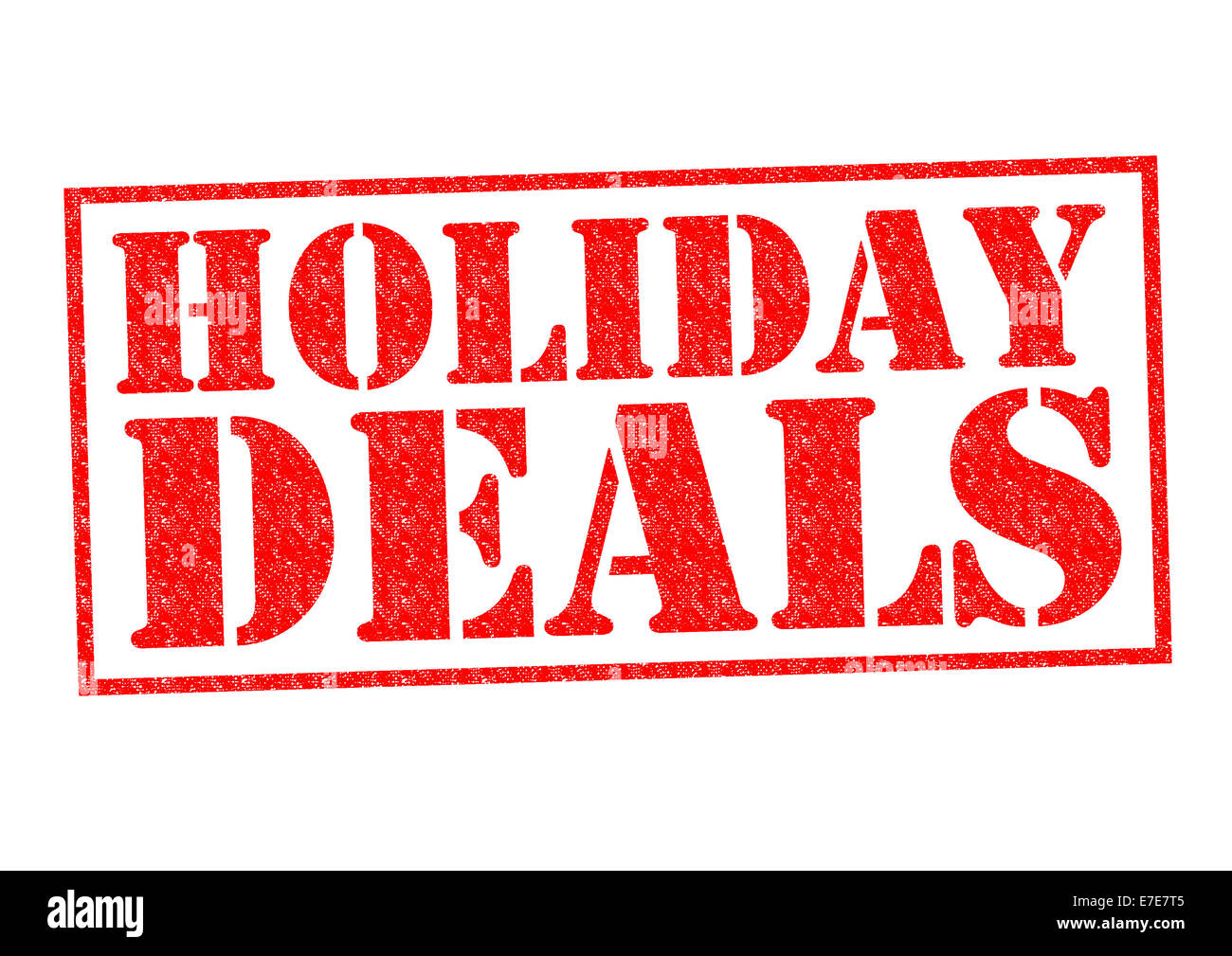HOLIDAY DEALS red Rubber Stamp over a white background. Stock Photo