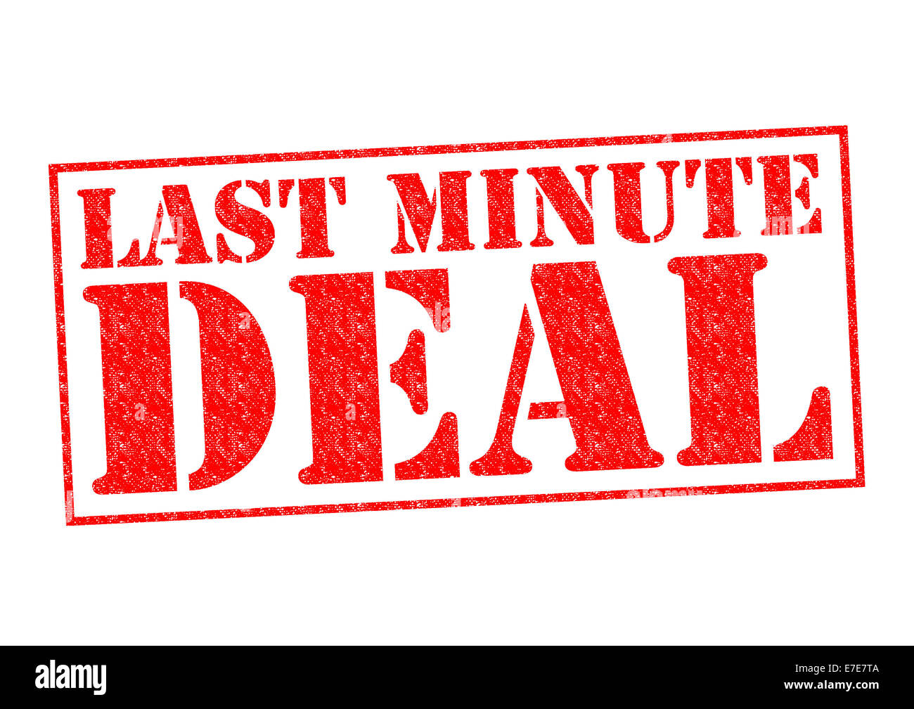 LAST MINUTE DEAL red Rubber Stamp over a white background. Stock Photo