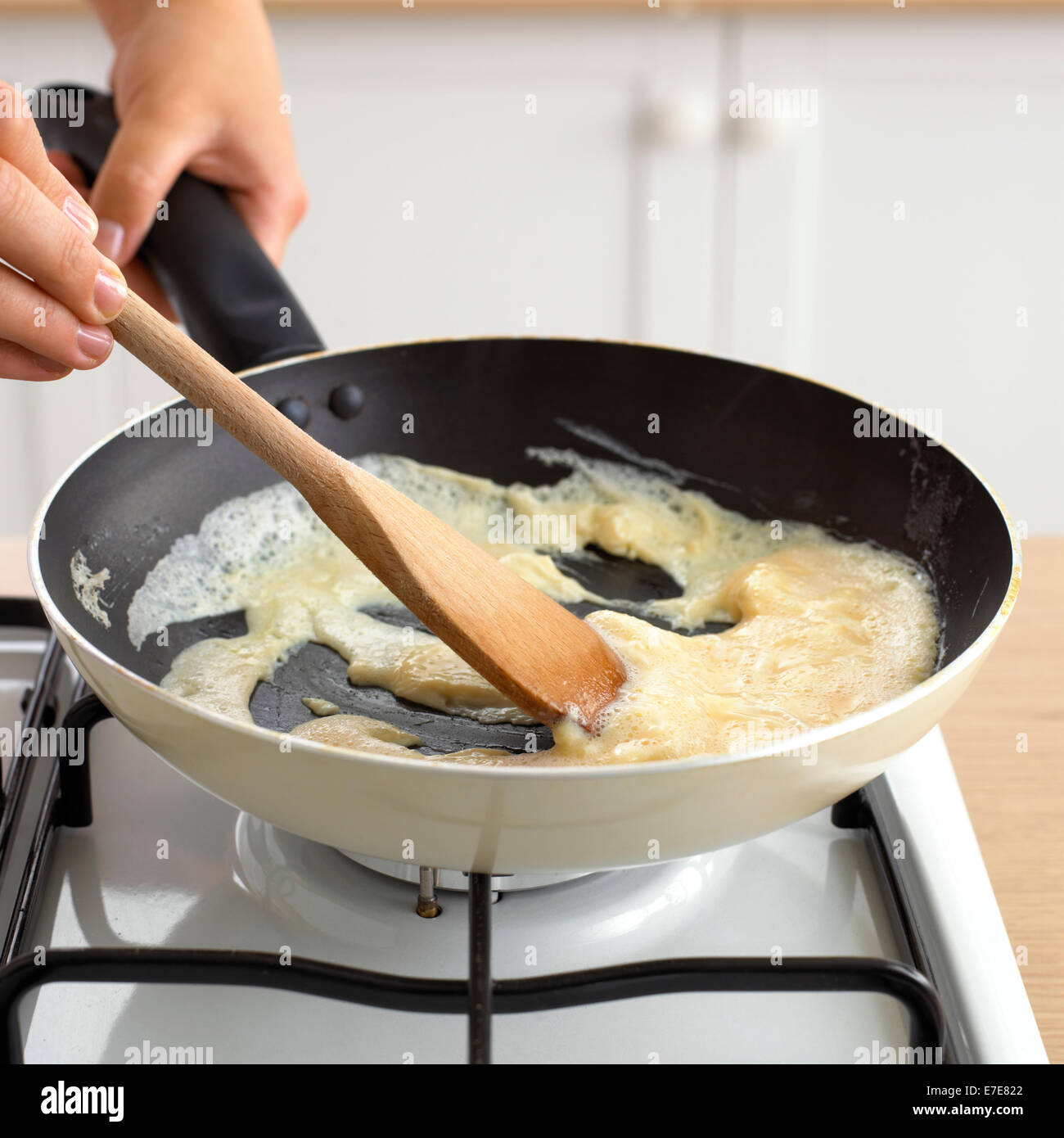 Cooking Scrambled Eggs Stock Photo Alamy