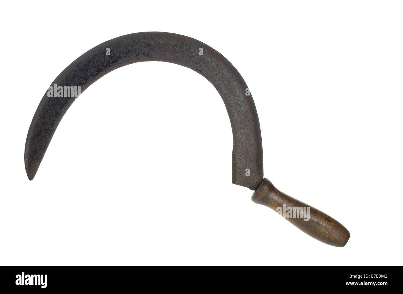 old rusty  sickle on white background Stock Photo