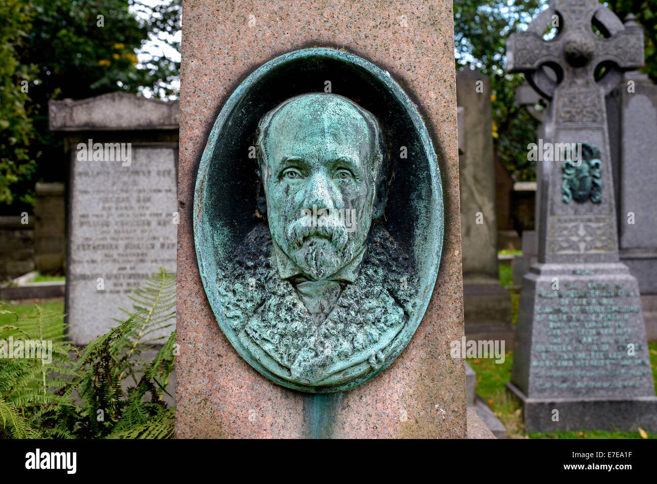 Detail from the Grave of John Anderson (4 October 1833 – 15 August 1900) who was a Scottish anatomist and zoologist. Stock Photo