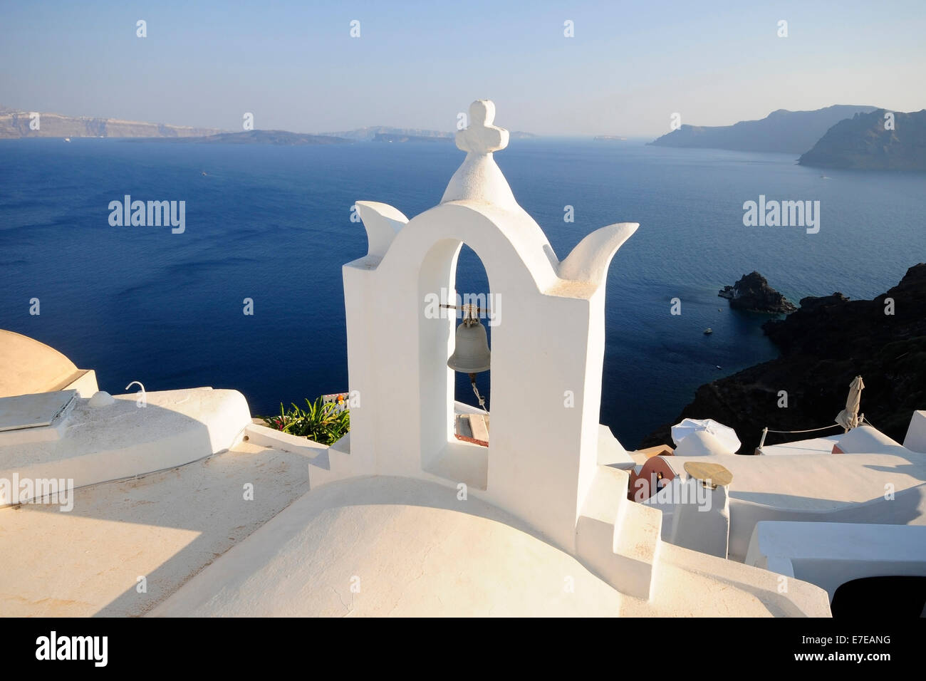 View of traditional village in Santorini, beautiful Greek island Stock Photo