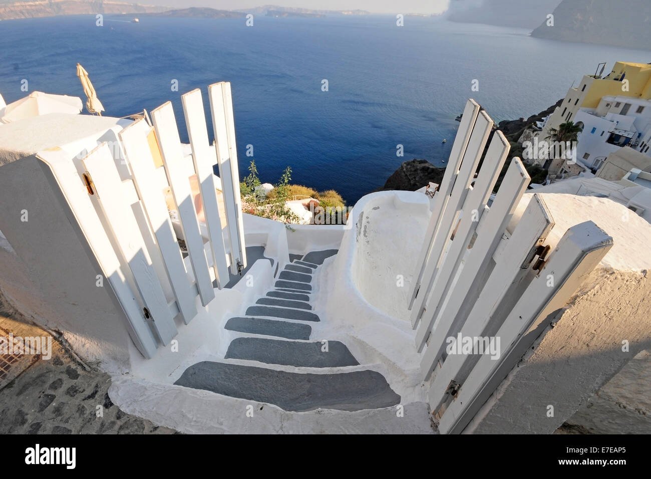 View of traditional village in Santorini, beautiful Greek island Stock Photo