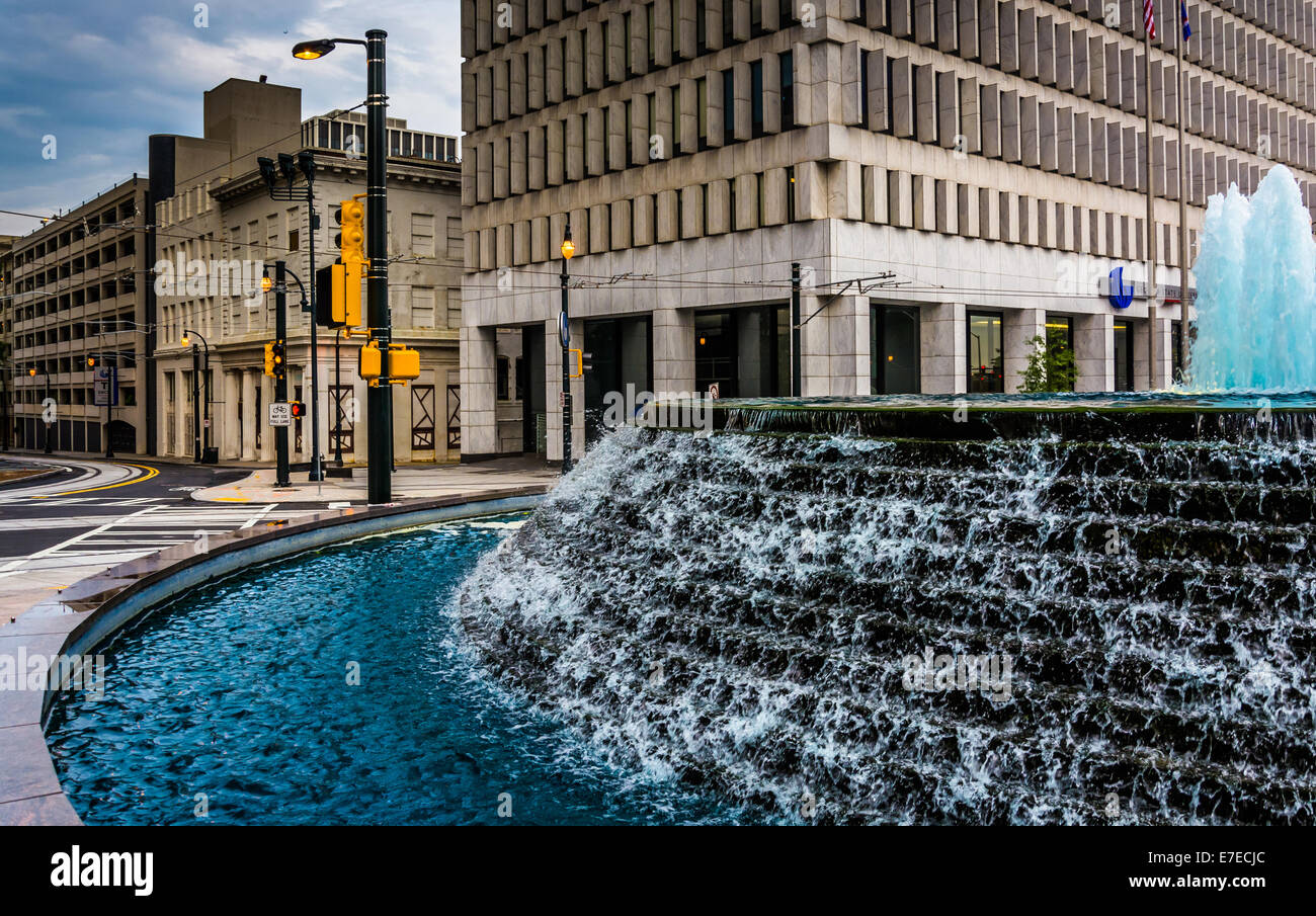 Fountains and buildings at Woodruff Park in downtown Atlanta,