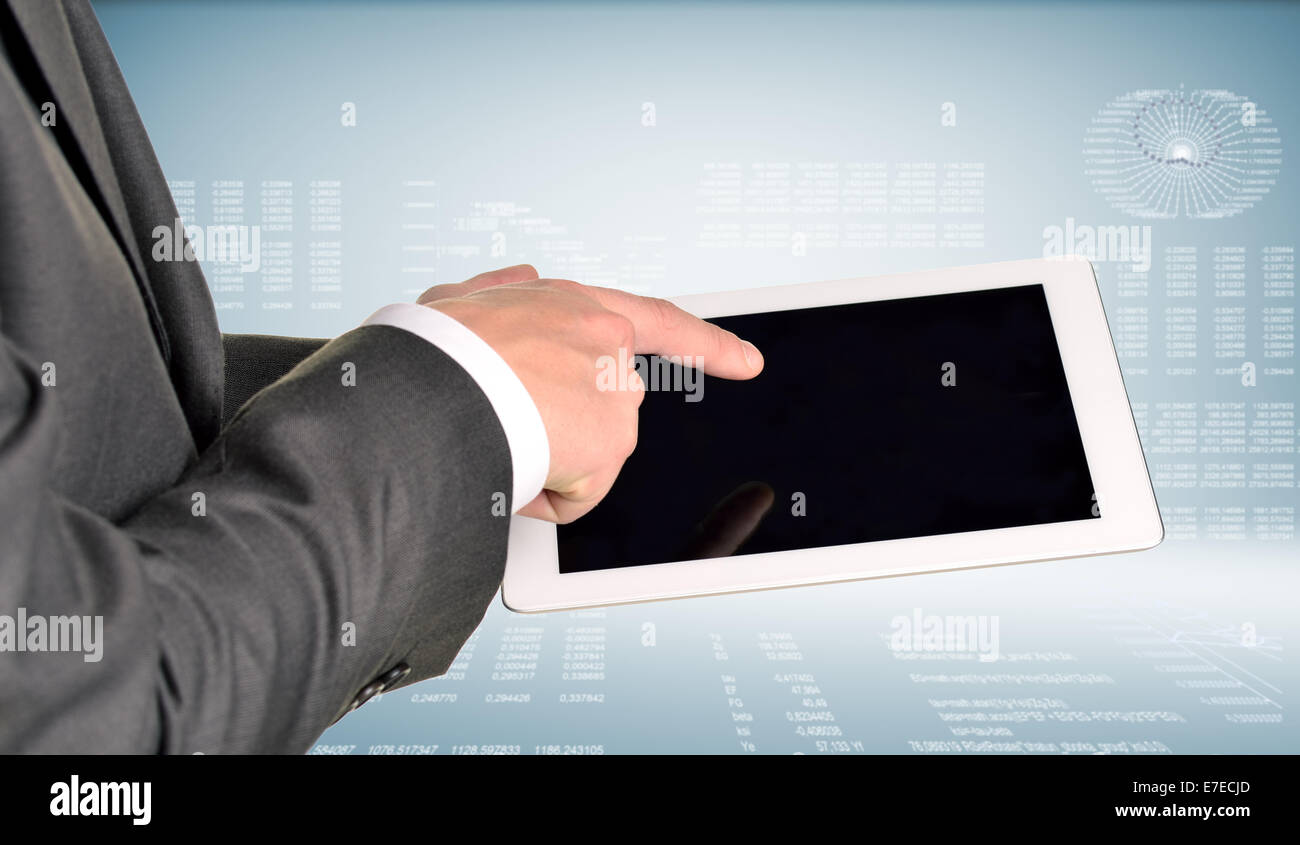 Two hands using tablet pc Stock Photo - Alamy
