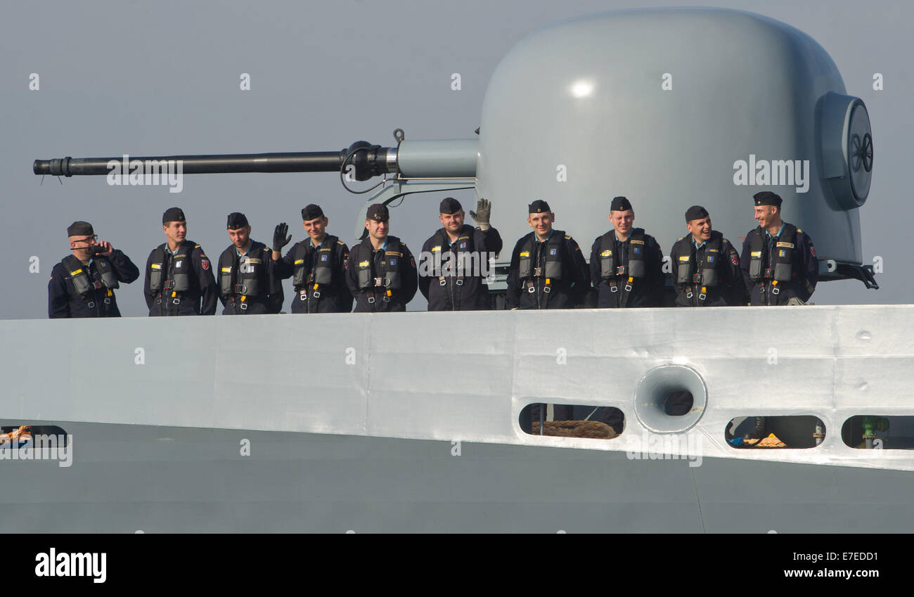 RostockWarnemuende, Germany. 15th Sep, 2014. After its farewell, the