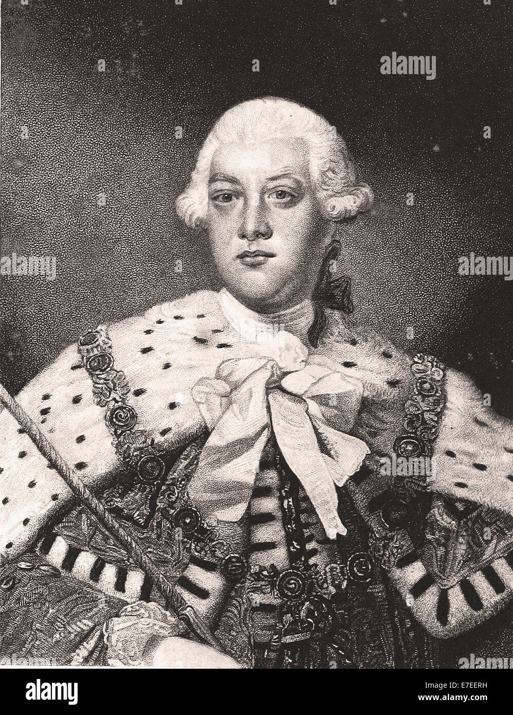 III (the Third) British Engraving XIX th Century Stock Photo