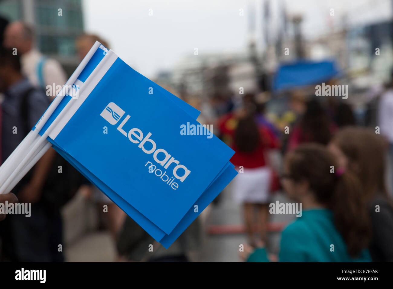 Lebara mobile promotion. Lebara Group is a telecommunications company providing Pay As You Go mobile SIM cards. Stock Photo