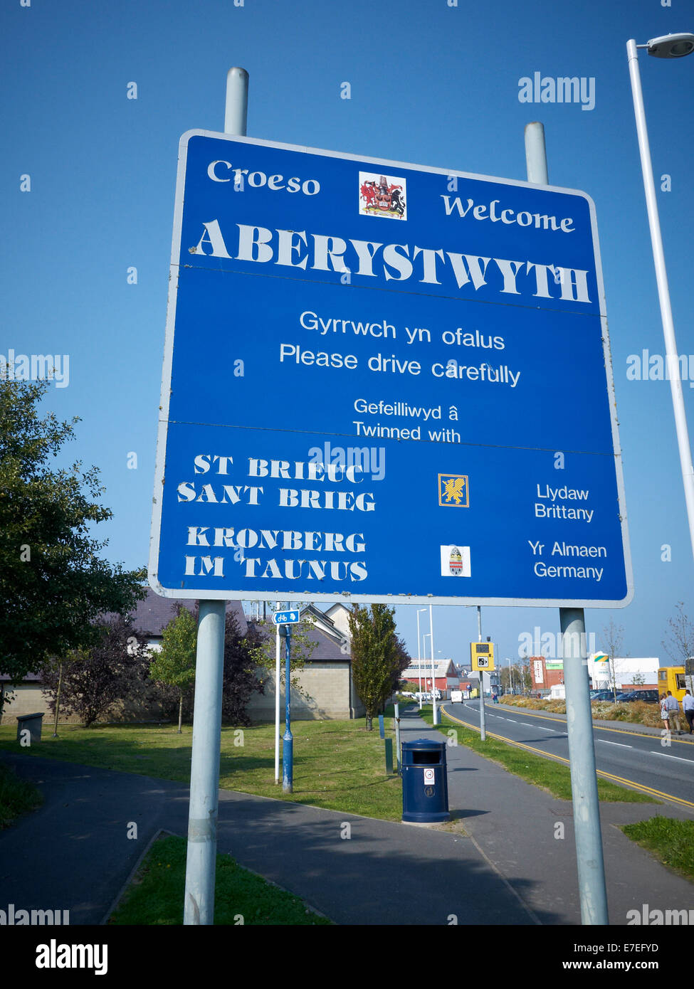 to Aberystwyth roadsign Ceredigion Wales UK Stock Photo Alamy