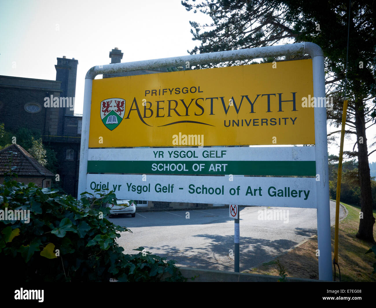 School of Art sign Aberystwyth University Ceredigion Wales UK Stock Photo
