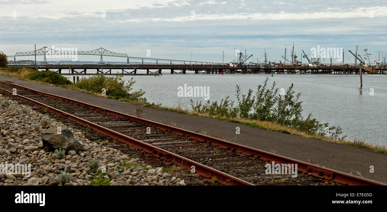 Railroad tracks Astoria Oregon USA Stock Photo Alamy