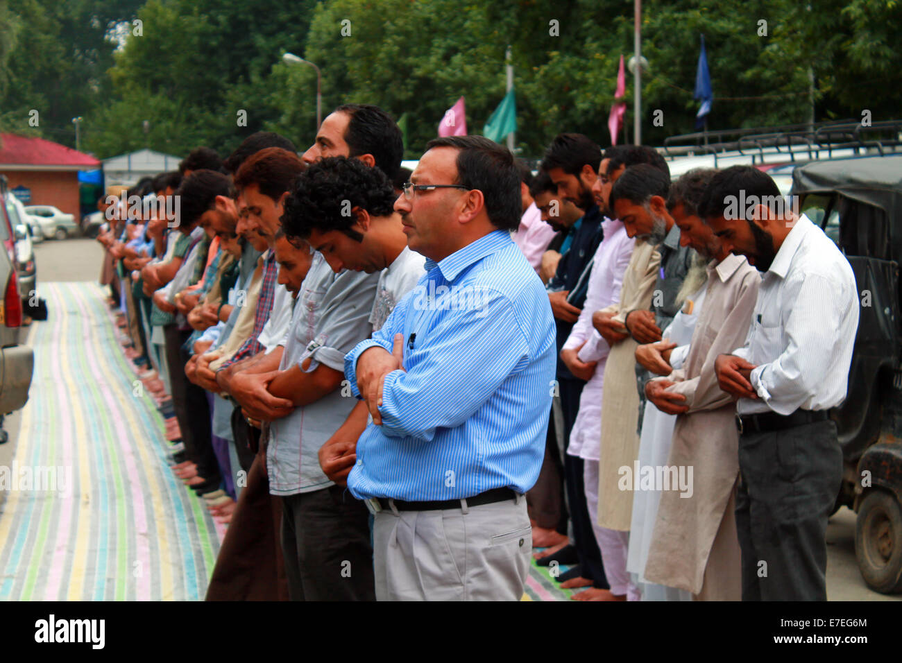Muslims praying in Srinagar, India Stock Photo