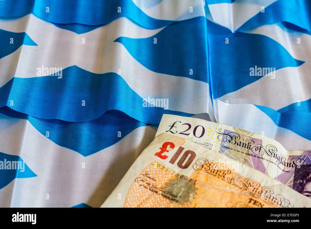 Scottish flags and currency Stock Photo