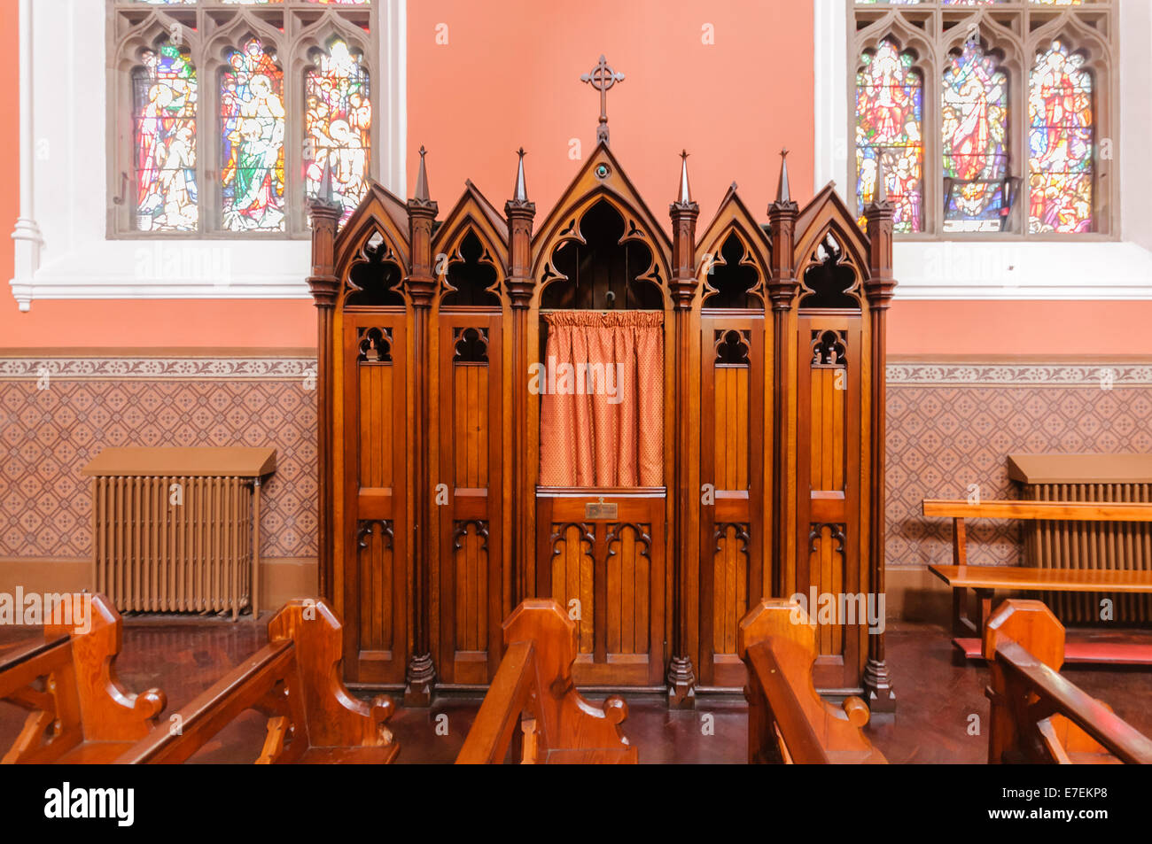 Confessional in Dundalk Cathedral, Ireland Stock Photo