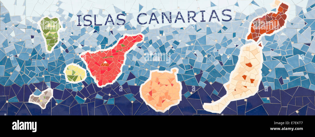 map made with pieces of stone from the Canary Islands Stock Photo