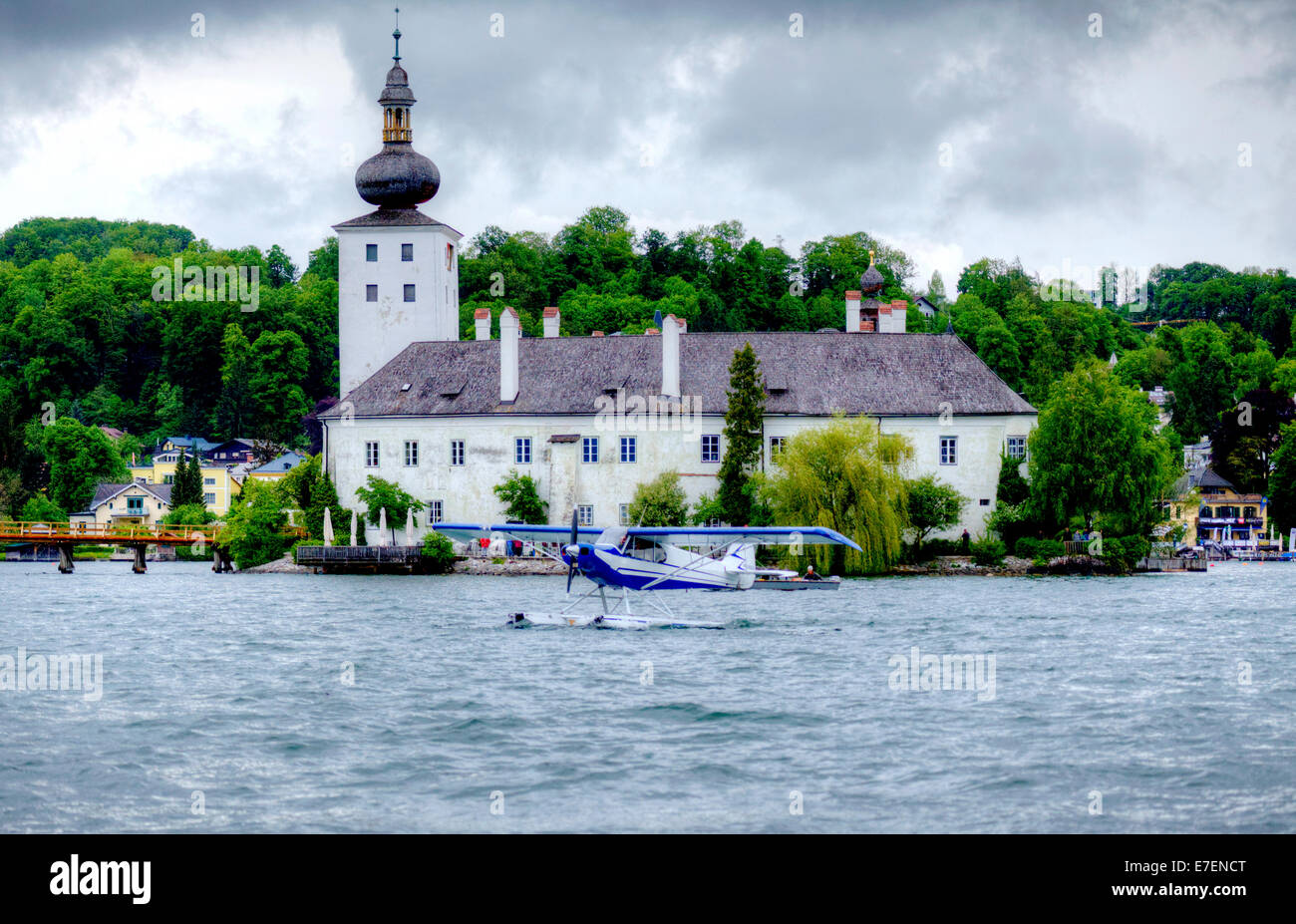 Schloss Ort castle, Lake Traunsee, Gmunden, Austria. Stock Photo