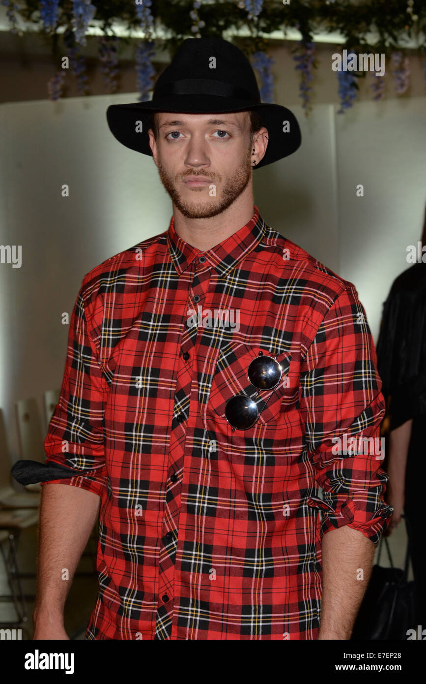 London, UK. 15th Sep, 2014. Singer Luke White attends Vin Omi showcases striking collection for London Fashion Week SS15 at The Cumberland Hotel Marble Arch in London. Photo by See Li Credit:  See Li/Alamy Live News Stock Photo