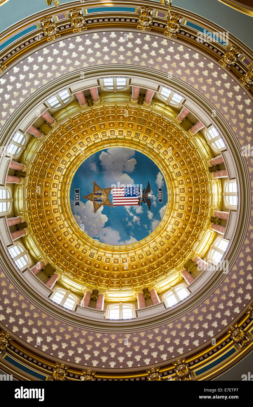 Ornate interior architecture of the State Capital building in Des Moines, Iowa, USA. Stock Photo