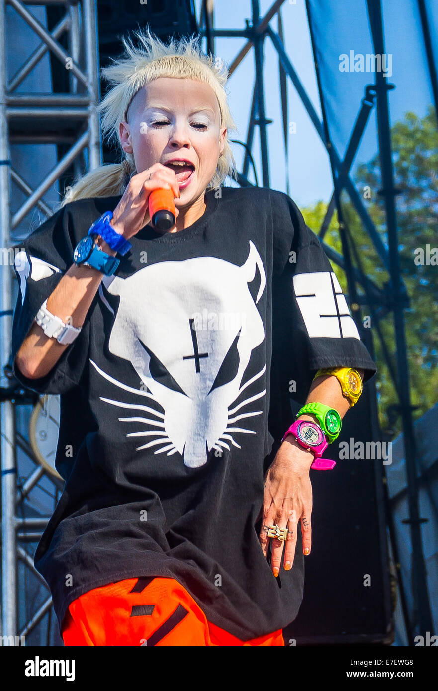 Chicago, IL, USA. 13th Sep, 2014. Die Antwoord performs at Riot Fest 2014 in Chicago, IL. © Alexis Simpson/ZUMA Wire/Alamy Live News Stock Photo