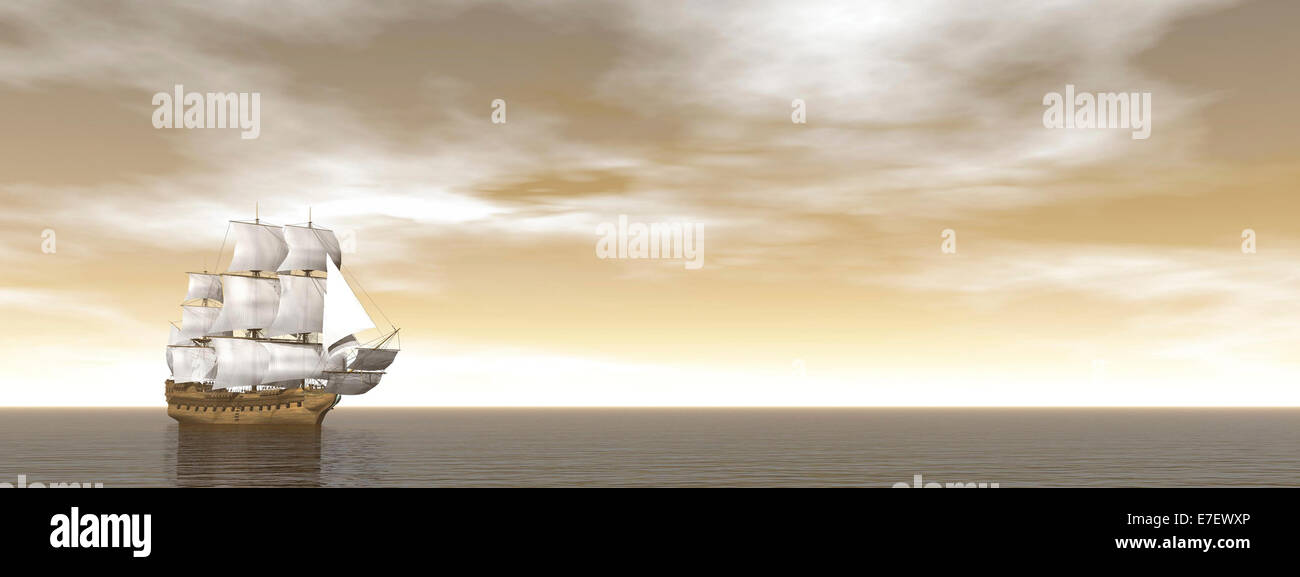 A beautiful old merchant ship sailing in the ocean Stock Photo - Alamy