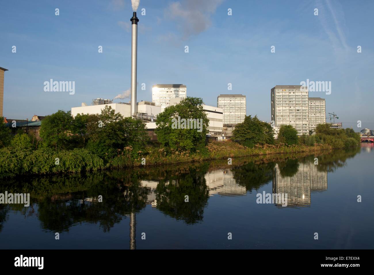 Strathclyde Distillery and Gorbals high flats, Glasgow, Scotland Stock