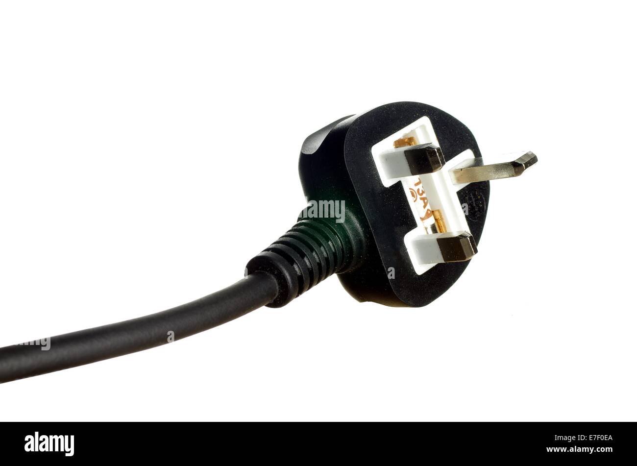 black connector with fuse on white background Stock Photo