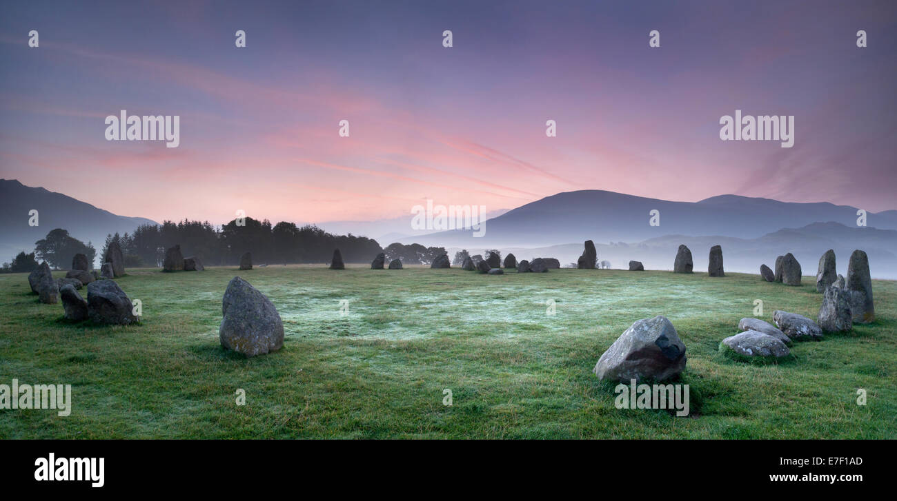Dawn at Castlerigg Stone Circle, Keswick, Cumbria, England Stock Photo