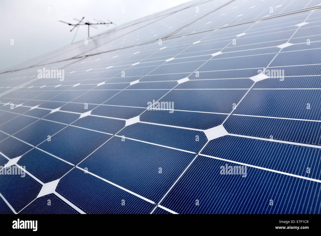 Domestic solar cell battery panel with selected focus Stock Photo