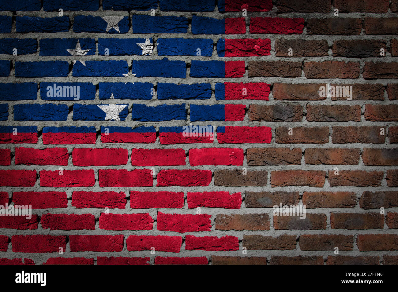 Dark brick wall texture - flag painted on wall - Samoa Stock Photo - Alamy