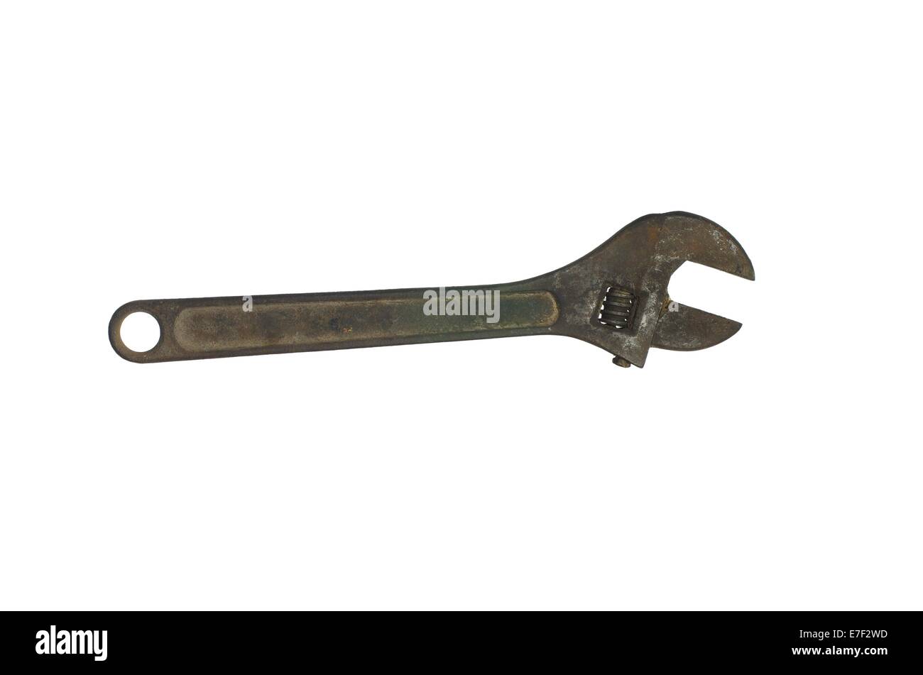 universal old spanner on white background Stock Photo