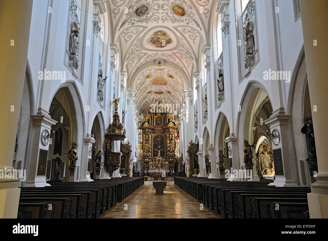 Parish Church of the Assumption of the Blessed Virgin Mary, inaugurated in 1466, Landsberg am Lech, Bavaria, Germany Stock Photo