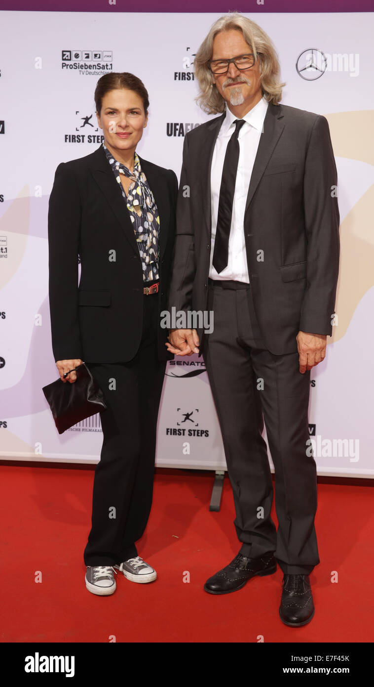 Berlin, Germany. 15th Sep, 2014. Actress Barbara Auer and her husband Martin Langer arrive for the 'First Step Awards' in Berlin, Germany, 15 September 2014. Photo: JOERG CARSTENSEN/DPA/Alamy Live News Stock Photo