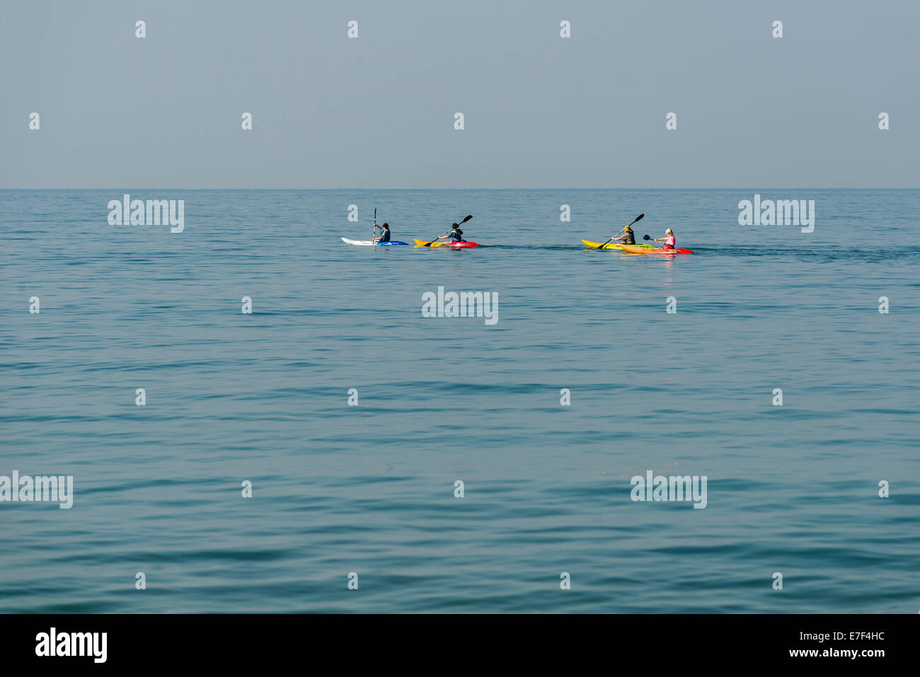 Kayakers in the open sea, Palolem Beach, Canacona, Goa, India Stock Photo