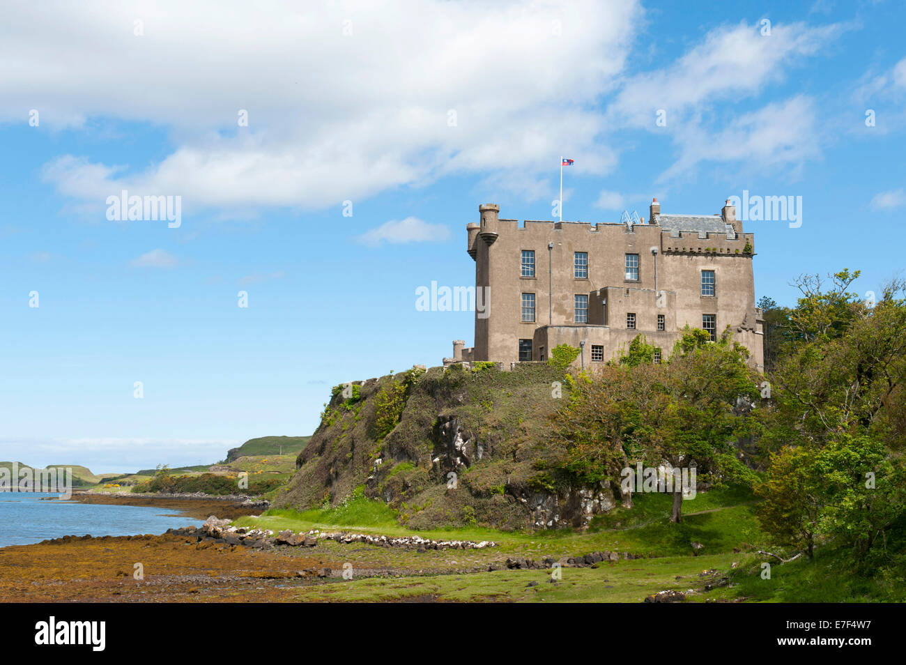 Dunvegan Castle on Loch Dunvegan, ancestral home of Clan McLeod
