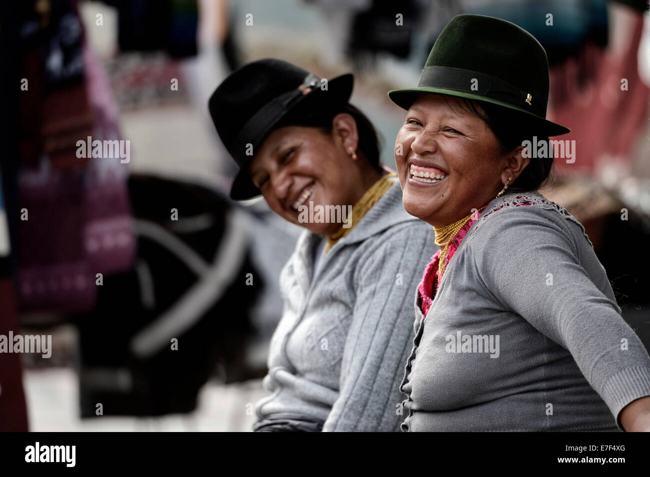 Laughing Ecuadorian women, Quito, Ecuador, South America Stock Photo