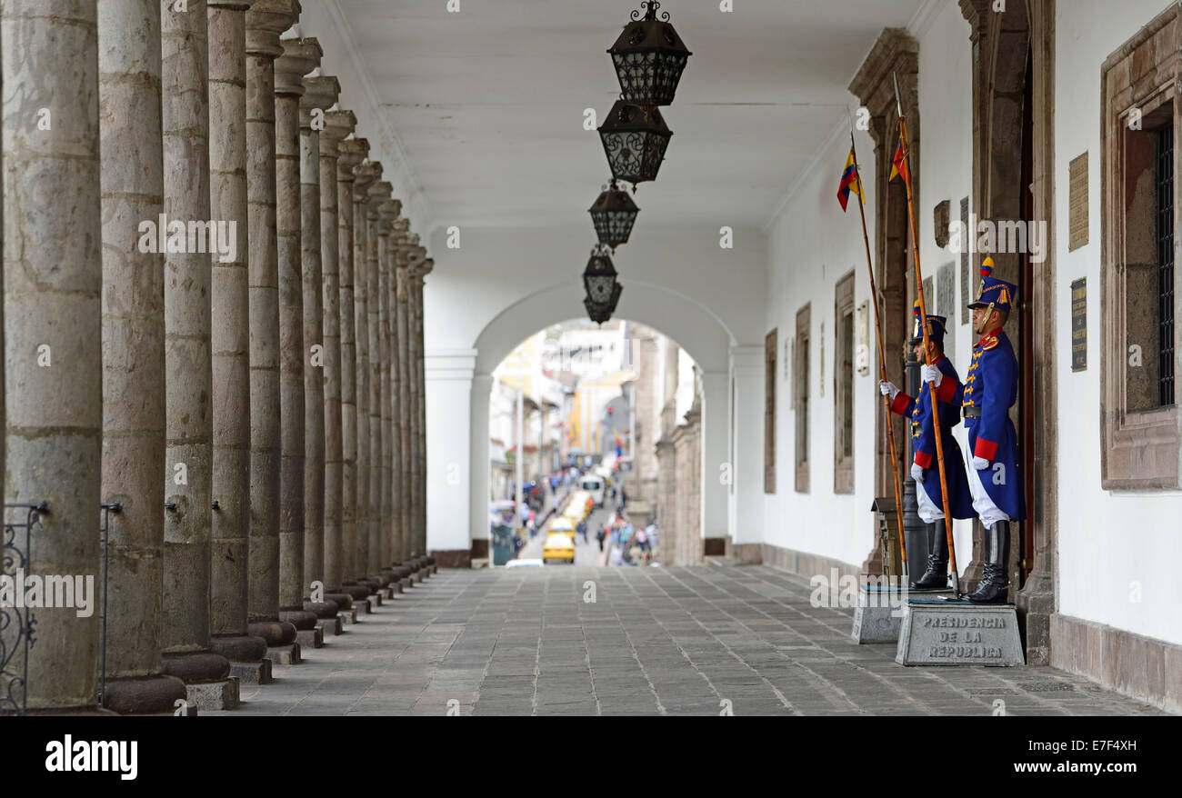 Palace guards at the entrance to the Government Palace, Quito, Ecuador