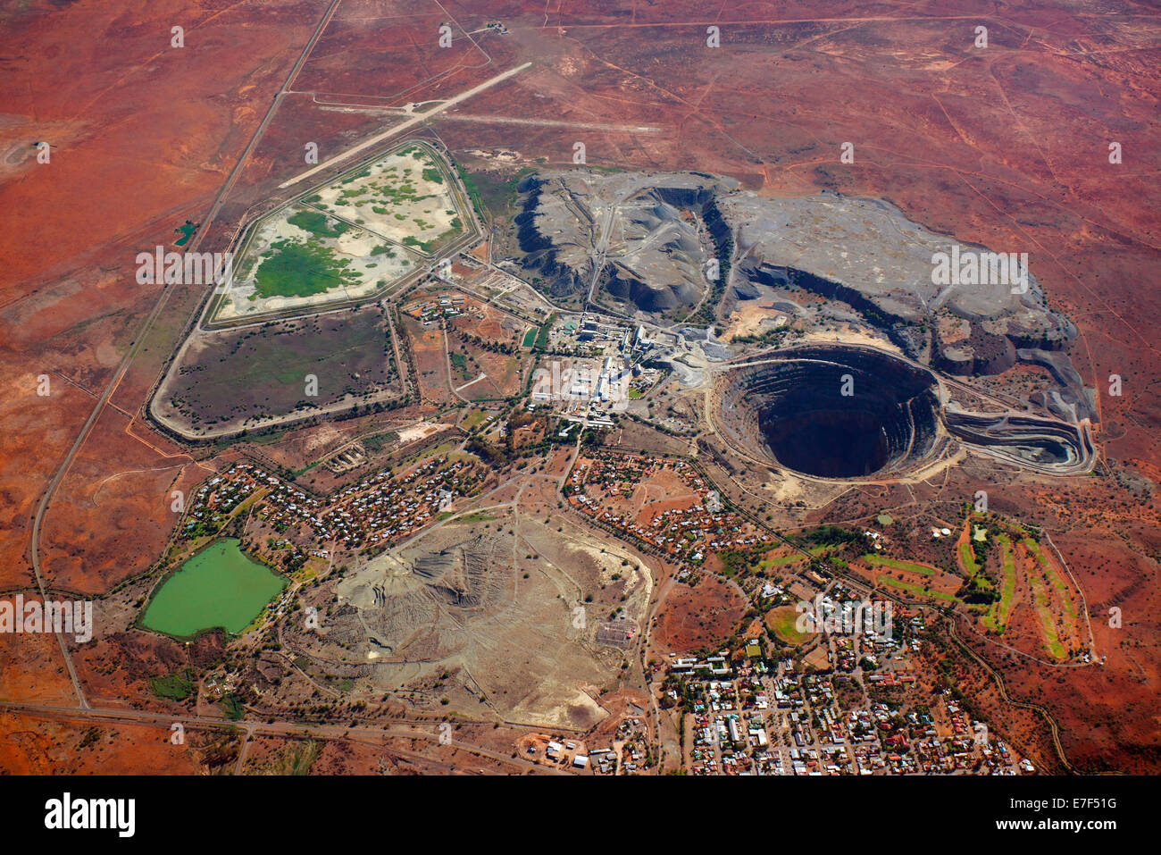 Aerial view, Koffiefontein diamond mine, Koffiefontein, Free State Province, South Africa Stock Photo