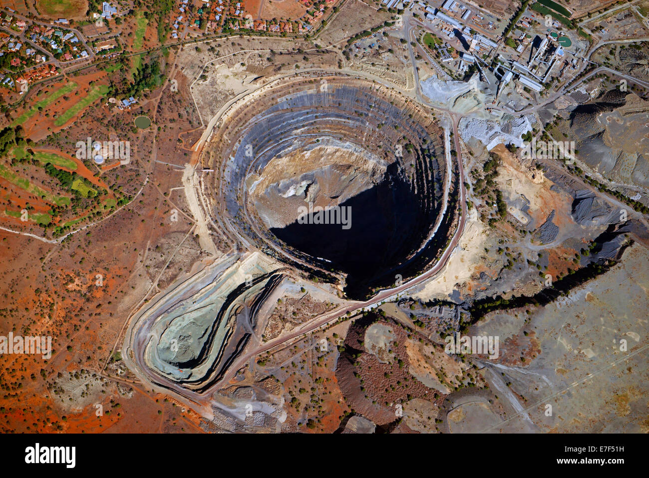Aerial view, Koffiefontein diamond mine, Koffiefontein, Free State Province, South Africa Stock Photo