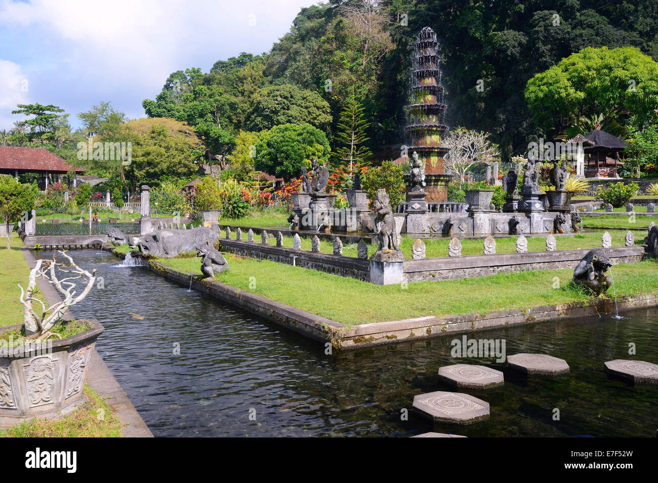 Fountains and water basins at the Tirta Gangga Water Temple, Bali