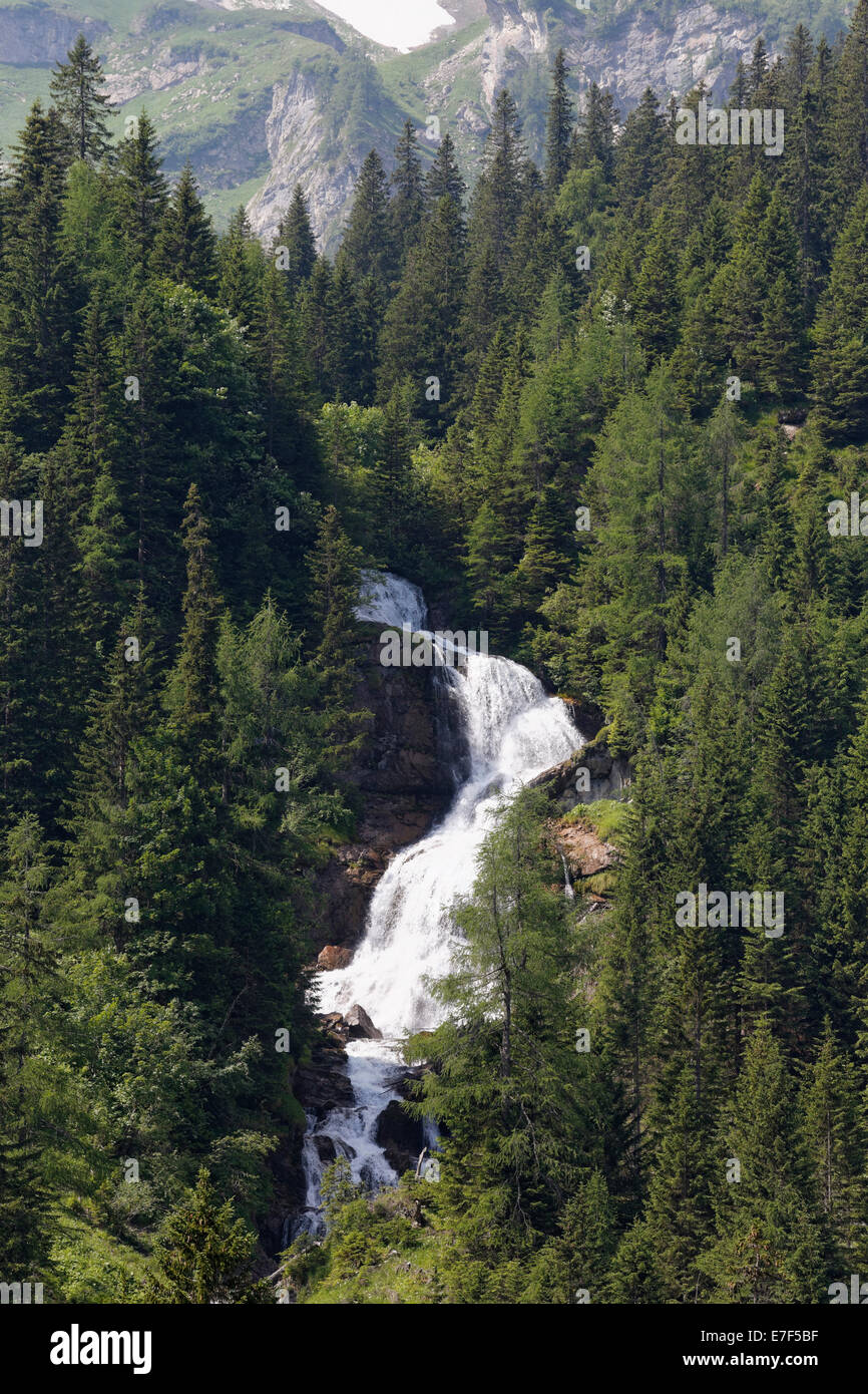Stüberfall waterfall, Nenzinger Himmel, Gamperdonatal valley, community of Nenzing, Rätikon, Vorarlberg, Austria Stock Photo