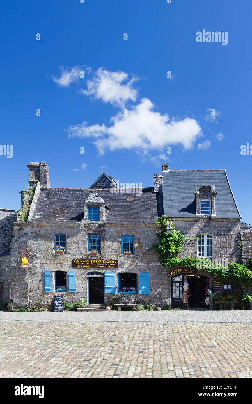 Historic buildings in the market square of Locronan, Département