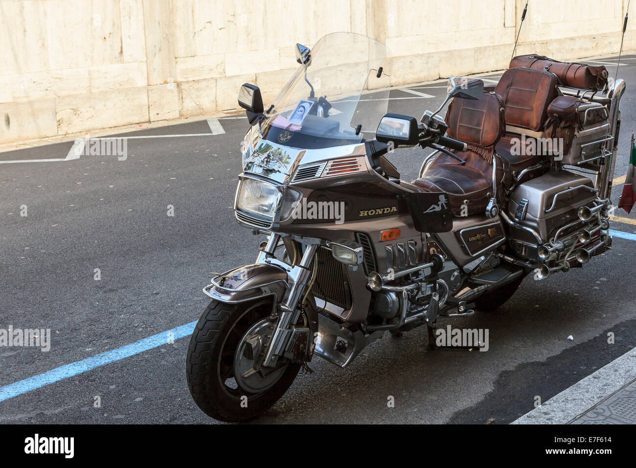 Parked Honda Goldwing motorcycle, Liguria, Sanremo, Italy Stock Photo